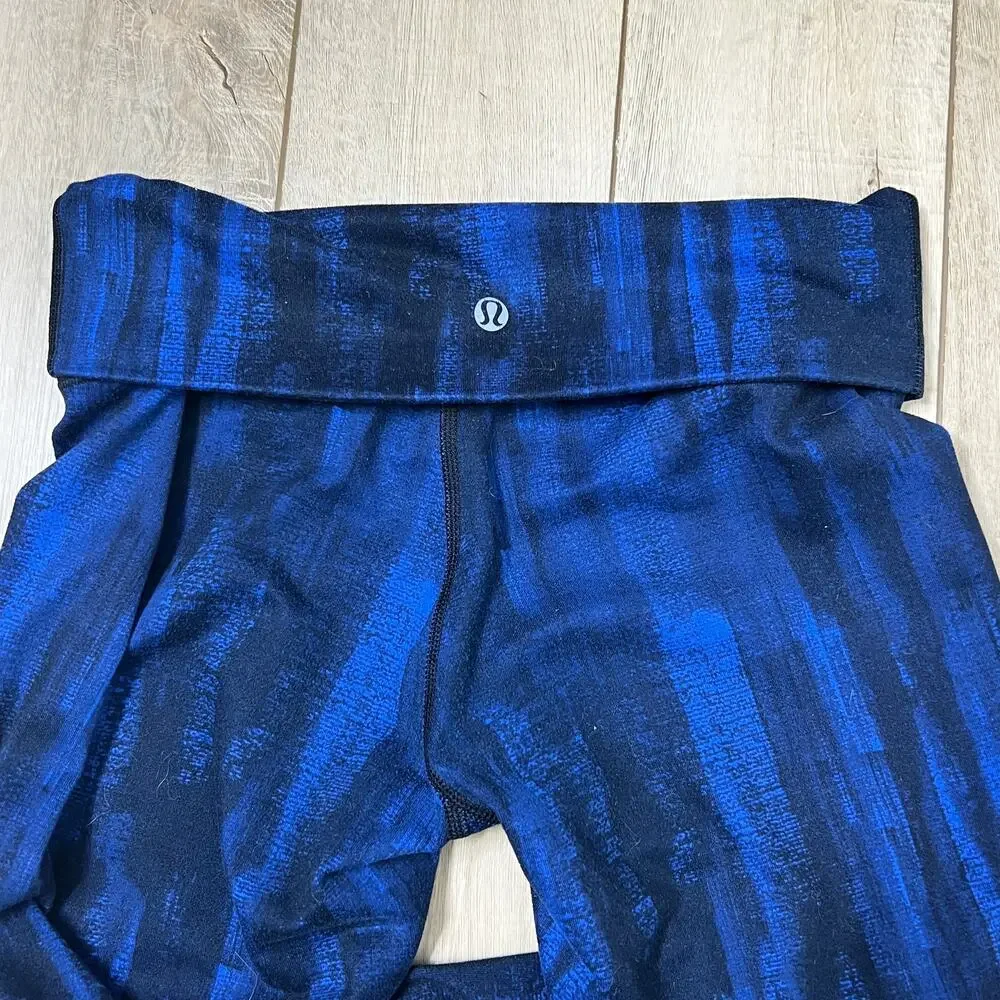 Lululemon Wonder Under Pant Roll Down Luon Nightsky Blue Leggings Size 6
